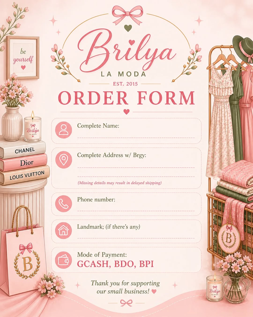 Brilya La Moda — Order Form